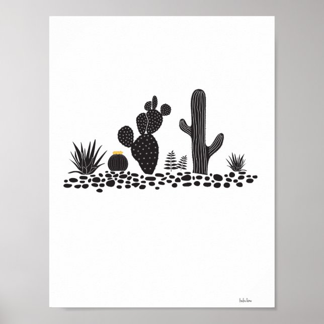 Black & White Cactus and Succulents Poster (Front)