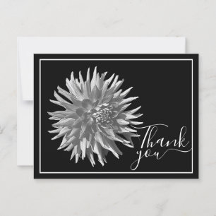 Black/White Cactus Dahlia Black Backdrop Thank You Postcard