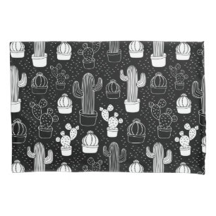 Black & White Cactus Doodle Pattern Pillowcase