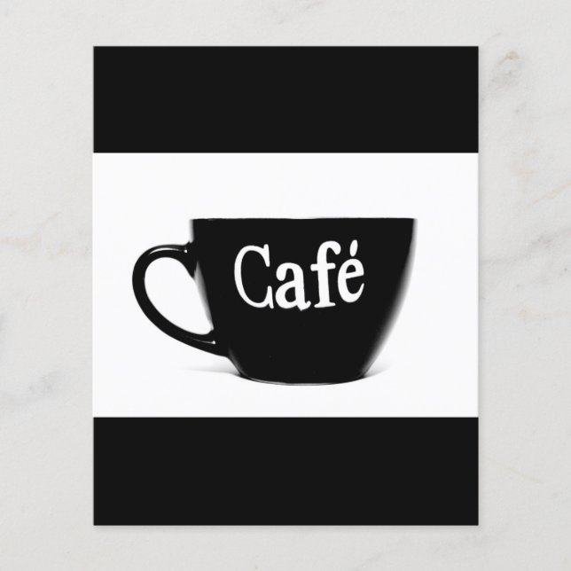 BLACK WHITE CAFE COFFEE MUG MORNING BEVERAGE LOGO FLYER (Front)