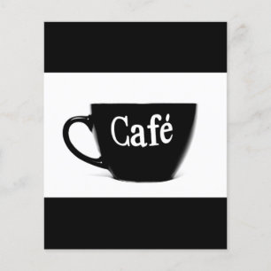 BLACK WHITE CAFE COFFEE MUG MORNING BEVERAGE LOGO FLYER