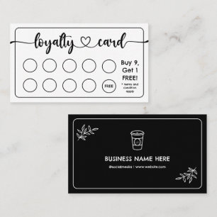 Black & White Café Coffee Shop Add Your Logo Loyalty Card
