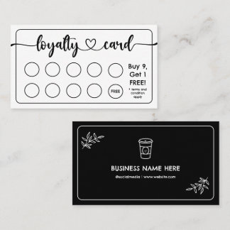 Black & White Café Coffee Shop Add Your Logo Loyalty Card