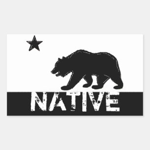 Black white California native state bear stickers