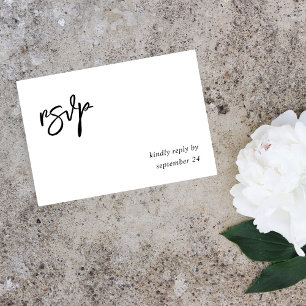 Black & White Calligraphy 10 with Meal RSVP Card