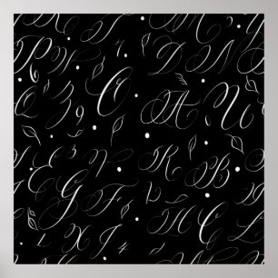 Black & White Calligraphy Alphabet Poster