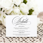 Black white calligraphy chic details wedding invitation<br><div class="desc">Chic and elegant script black and white script wedding details invitation.</div>