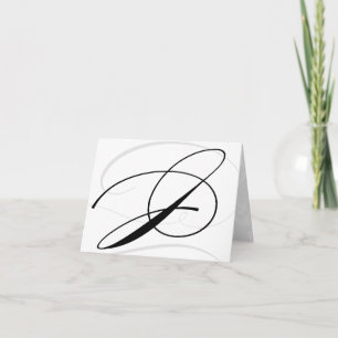 Black & White Calligraphy Initial J Monogram Cards