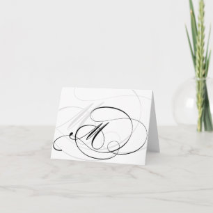 Black & White Calligraphy Initial M Monogram Cards