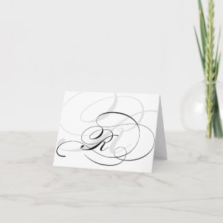 Black & White Calligraphy Initial R Monogram Cards