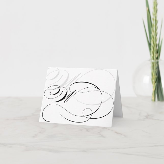 Black & White Calligraphy Initial W Monogram Cards (Front)