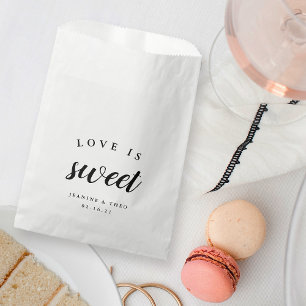 Black & White Calligraphy "Love is Sweet" Wedding Favour Bags