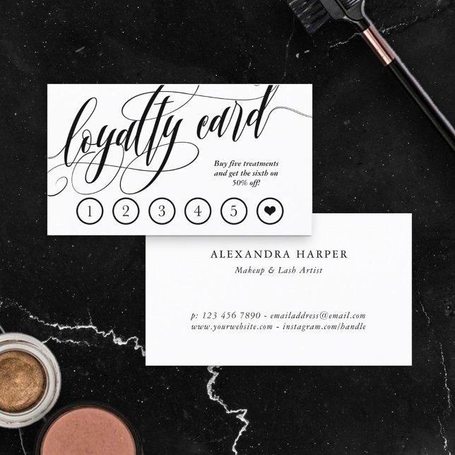 Black White Calligraphy Loyalty Punch Card (Creator Uploaded)
