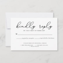 Black & White Calligraphy Meal Choice RSVP Card