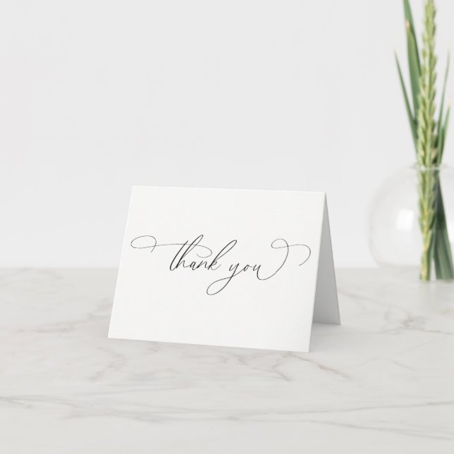 Black & White Calligraphy Minimalist  Thank You Card (Front)
