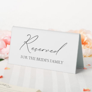Black & White Calligraphy Reserved Tabletop Sign