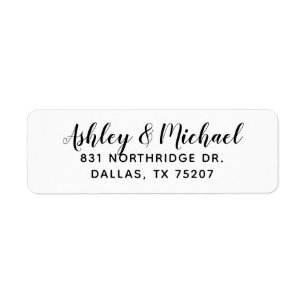 Black White Calligraphy Return Address Label