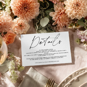Black white calligraphy script details wedding invitation