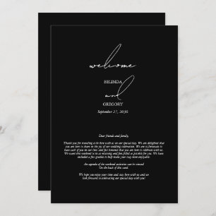 Black & White Calligraphy Script Wedding Itinerary Programme