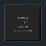 Black & White Calligraphy Signature Script Wedding Magnet<br><div class="desc">An elegant black and white calligraphy signature script wedding design. A minimalistic design that uses vintage script calligraphy typography as the centre of attraction. A classy black and white calligraphy signature design ideal for all types of weddings. A classic black and white wedding favour design with simplistic elements. Matching wedding...</div>