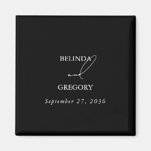Black & White Calligraphy Signature Script Wedding Magnet