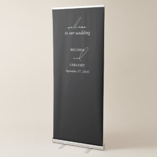 Black & White Calligraphy Signature Script Wedding Retractable Banner