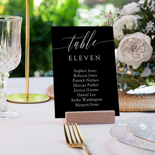Black White Calligraphy Table Number Guest Names (Creator Uploaded)