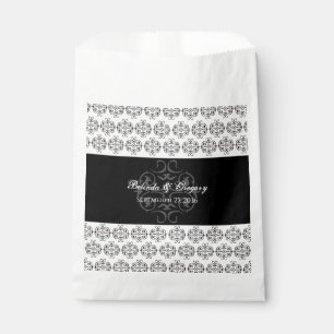Black & White Calligraphy Vintage Damask Wedding Favour Bags
