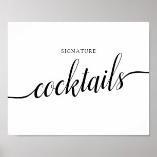 Black & White Calligraphy Wedding "Cocktails" Sign