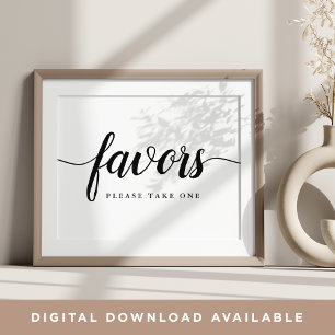 Black & White Calligraphy Wedding Favour Sign