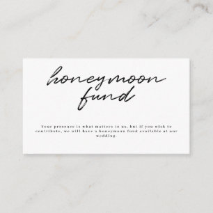 Black White Calligraphy Wedding Honeymoon Fund Enclosure Card