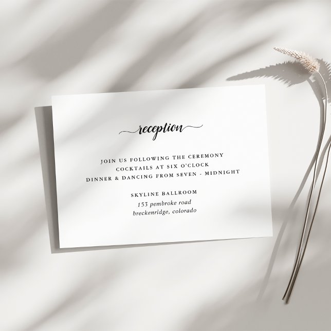 Black & White Calligraphy Wedding Reception Card (Creator Uploaded)