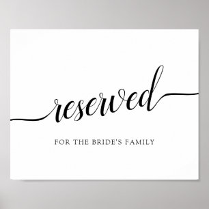 Black & White Calligraphy Wedding "Reserved" Sign