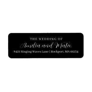 Black White Calligraphy Wedding Return Address 