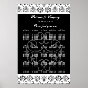 Black & White Calligraphy Wedding Seating Chart