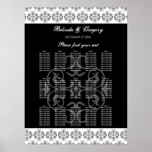 Black & White Calligraphy Wedding Seating Chart