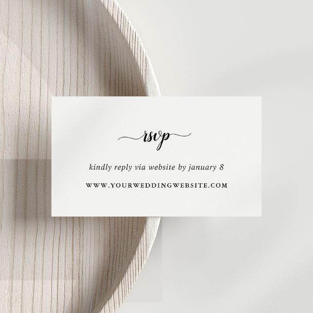 Black & White Calligraphy Wedding Website RSVP Enclosure Card (Creator Uploaded)