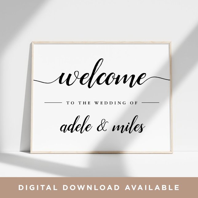 Black & White Calligraphy Wedding Welcome Poster (Creator Uploaded)