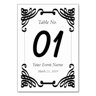 Black & White Calligrapy Table Card