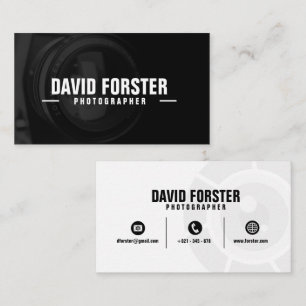 Black White Camera Lens Photographer Business Card