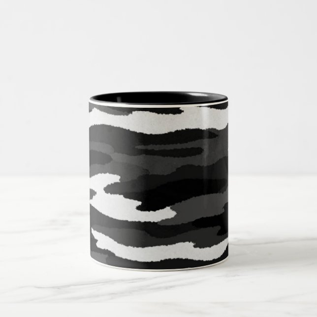 Black & White Camo Two-Tone Coffee Mug (Center)