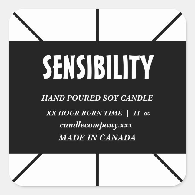 Black White Candle Product  Square Sticker (Front)