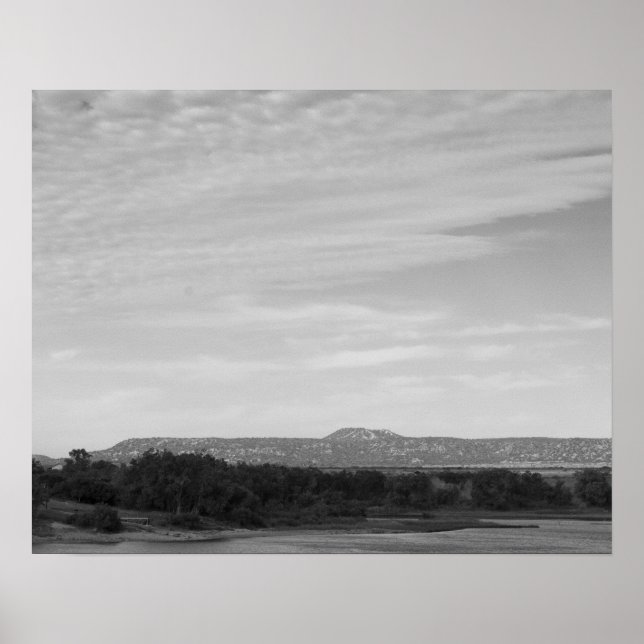 Black & White Caprock Canyon Rim Landscape 16x20 Poster (Front)
