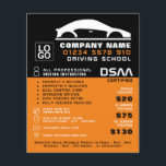Black & White Car Logo, Driving School, Instructor Flyer<br><div class="desc">Black & White Car Logo,  Driving School,  Instructor Advertising Flyer by The Business Card Store.</div>