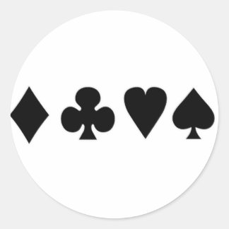 Black & White Card Suits Classic Round Sticker