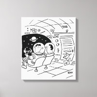 Black & White Cartoon Art of Spaceship