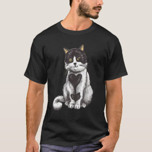 Black White Cat Hearts T-Shirt