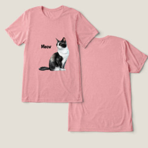 Black White Cat Meow Tri-Blend Shirt