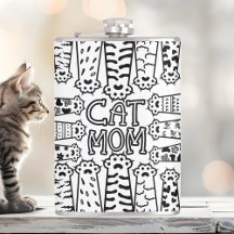 Black & White Cat Mum Paw Print Design
