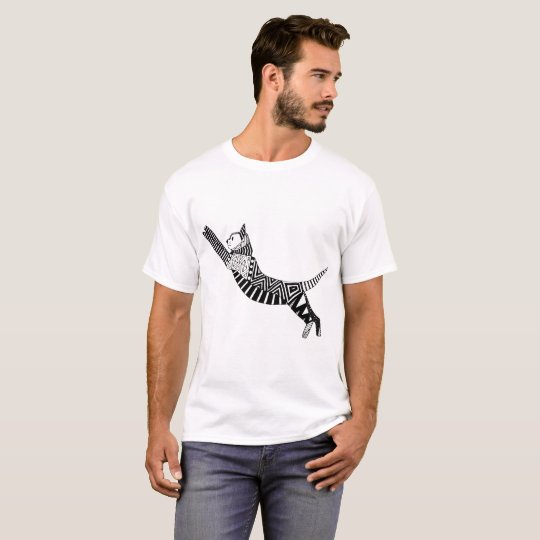 Black & White Cat Pattern T-Shirt
